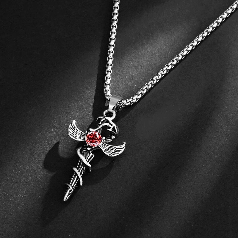 Wholesale Vintage Titanium Snake Gemstone Pendant Necklace